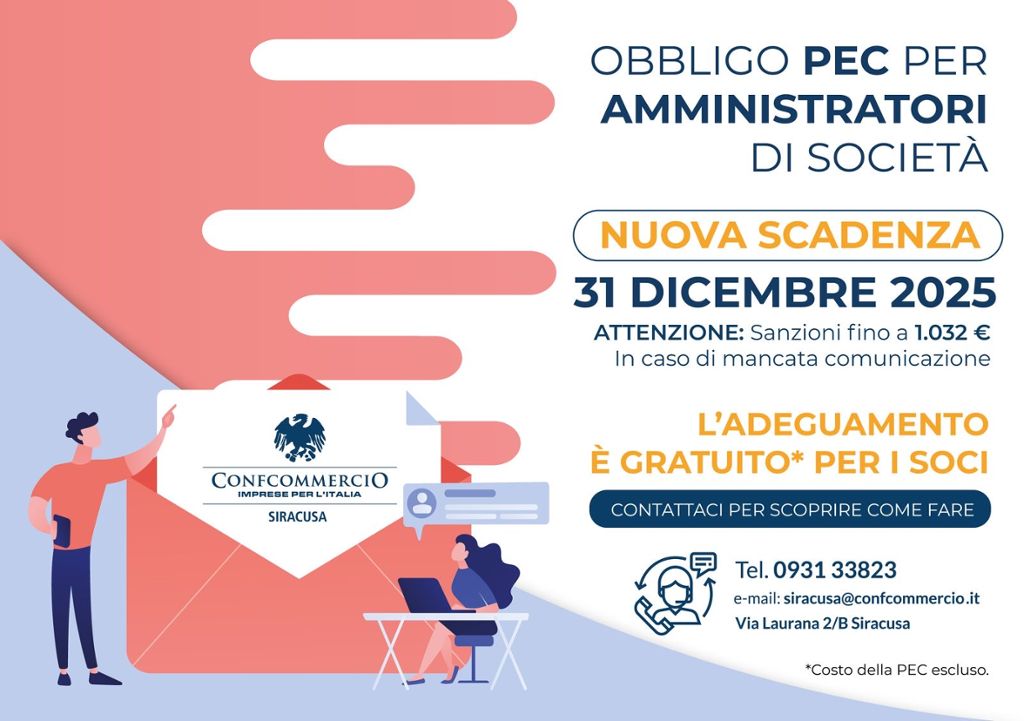 PEC AMMINISTRATORI DI SOCIETA`: PROROGATA AL 31 DICEMBRE 2025 LA SCADENZA PER L`OBBLIGO DI COMUNICAZIONE