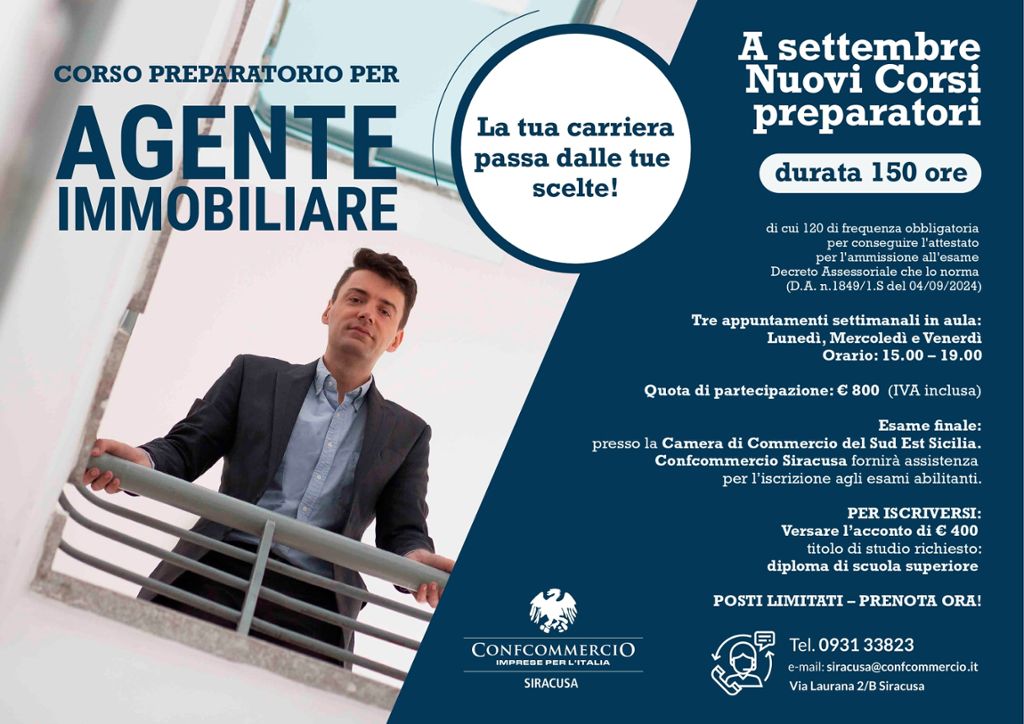 CORSO PREPARATORIO PER AGENTE IMMOBILIARE E AGENTE CON MANDATO A TITOLO ONEROSO