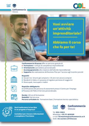PROGETTO PER L`AUTOIMPIEGO: FORMAZIONE GRATUITA E ACCOMPAGNAMENTO ALL`AVVIO DI UN`ATTIVITA` IMPRENDITORIALE
