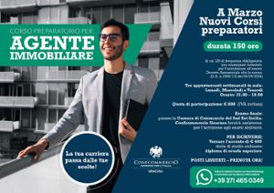 APERTE LE ISCRIZIONI AL CORSO PREPARATORIO PER AGENTE IMMOBILIARE E AGENTE CON MANDATO A TITOLO ONEROSO